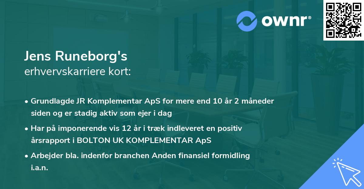 Jens Runeborg's erhvervskarriere kort