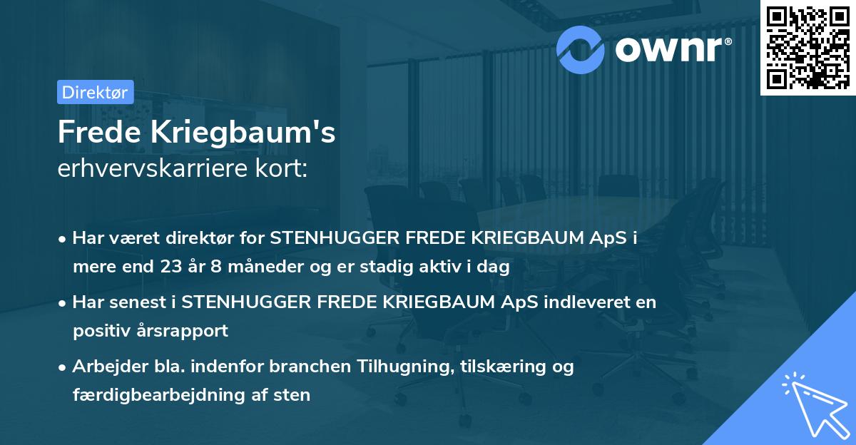 Frede Kriegbaum's erhvervskarriere kort