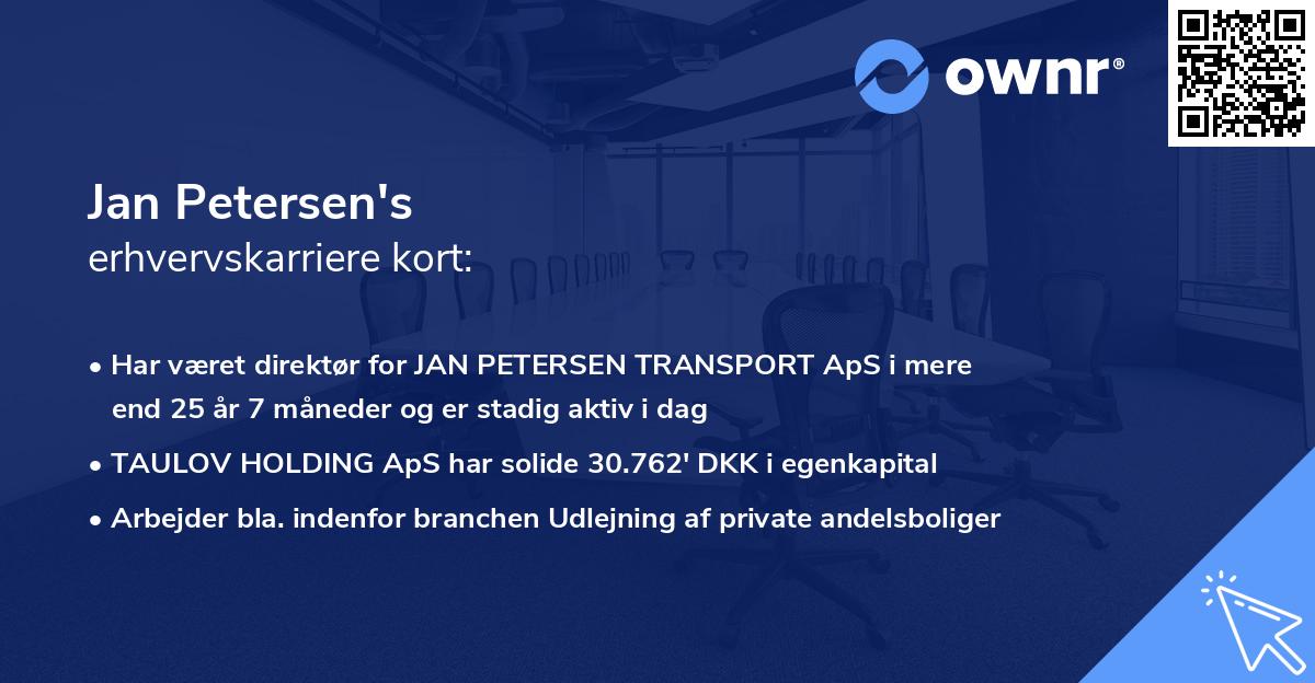 Jan Petersen's erhvervskarriere kort