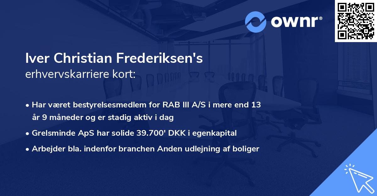 Iver Christian Frederiksen's erhvervskarriere kort
