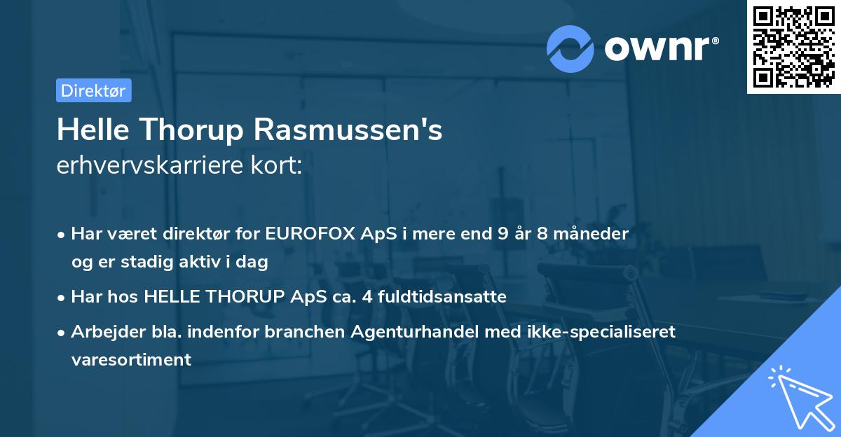 Helle Thorup Rasmussen's erhvervskarriere kort