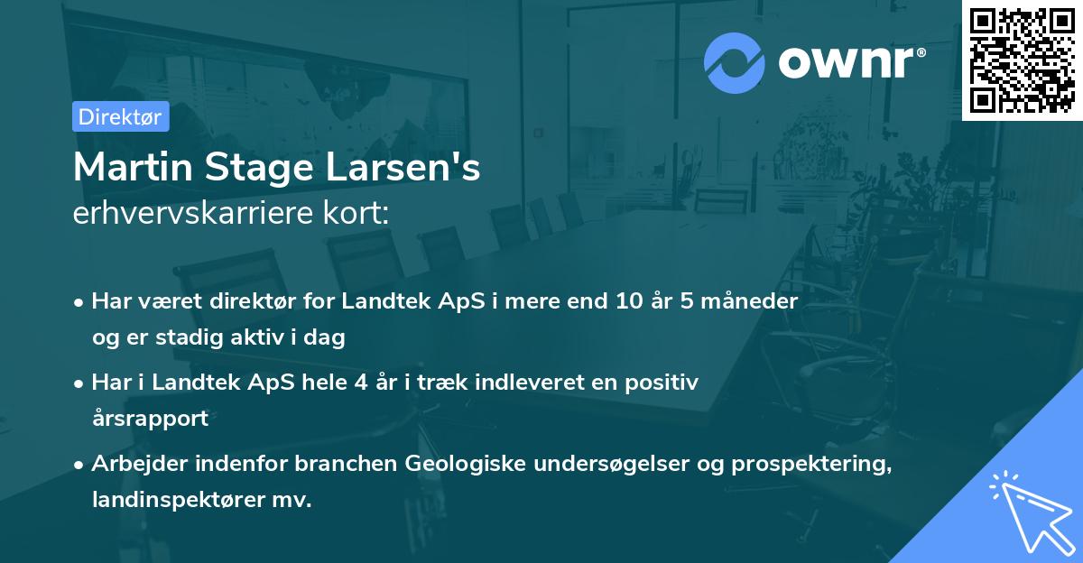 Martin Stage Larsen's erhvervskarriere kort