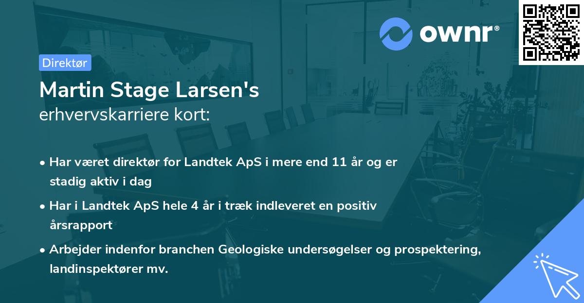 Martin Stage Larsen's erhvervskarriere kort
