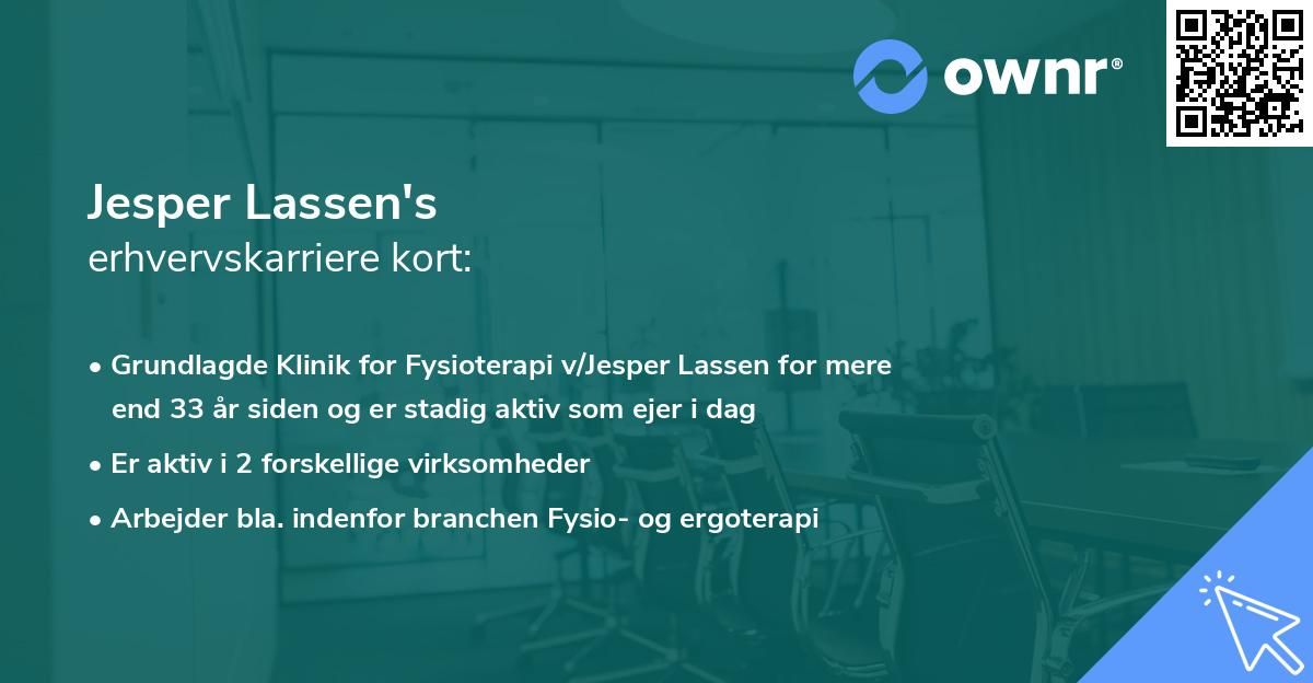 Jesper Lassen's erhvervskarriere kort