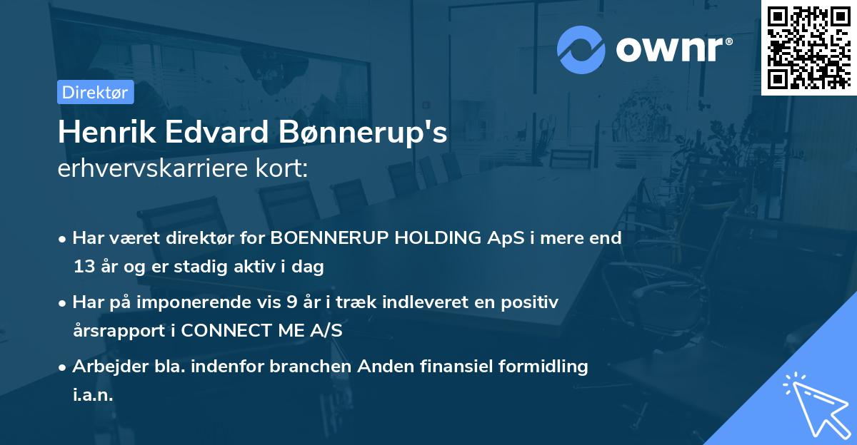 Henrik Edvard Bønnerup's erhvervskarriere kort
