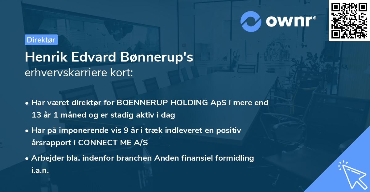 Henrik Edvard Bønnerup's erhvervskarriere kort