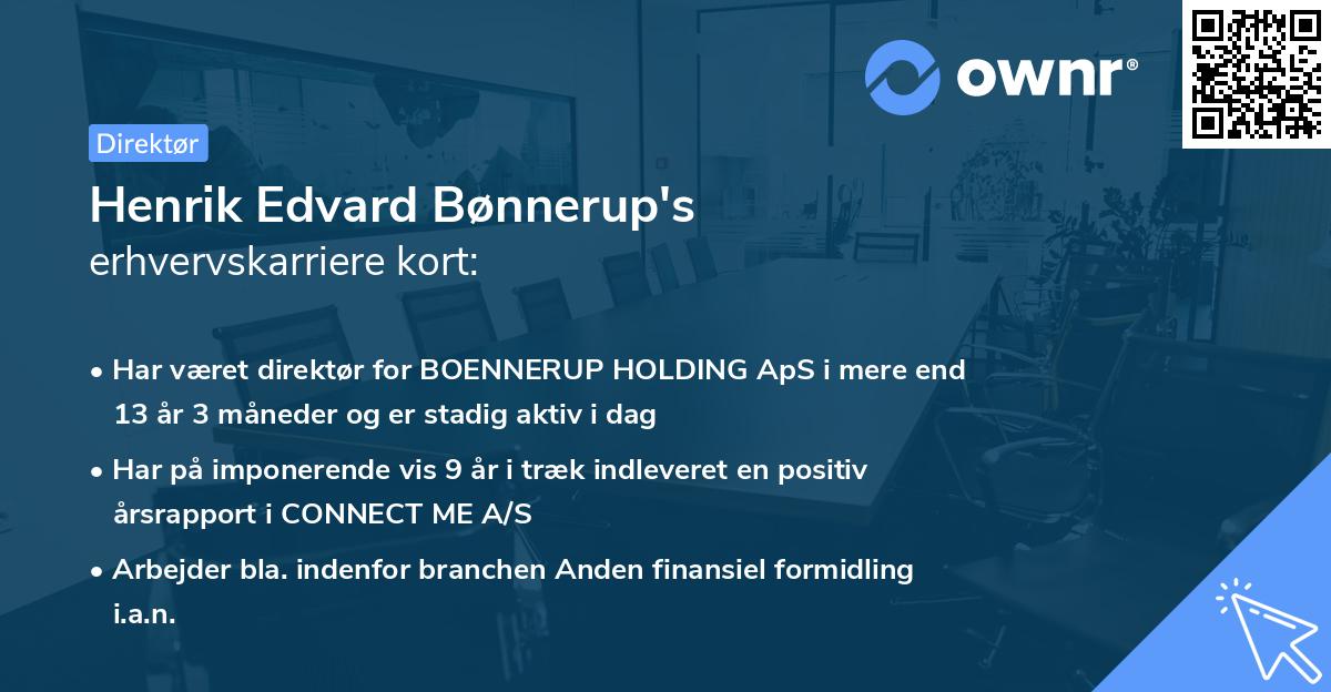 Henrik Edvard Bønnerup's erhvervskarriere kort