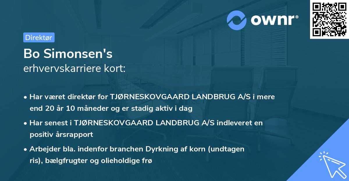 Bo Simonsen's erhvervskarriere kort