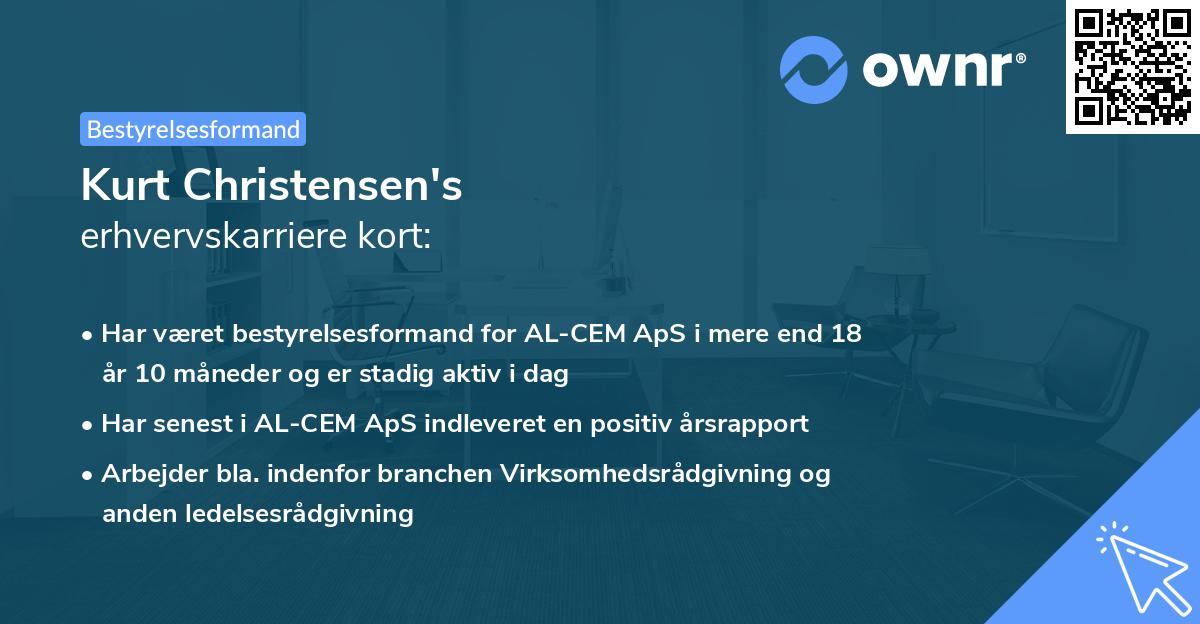 Kurt Christensen's erhvervskarriere kort