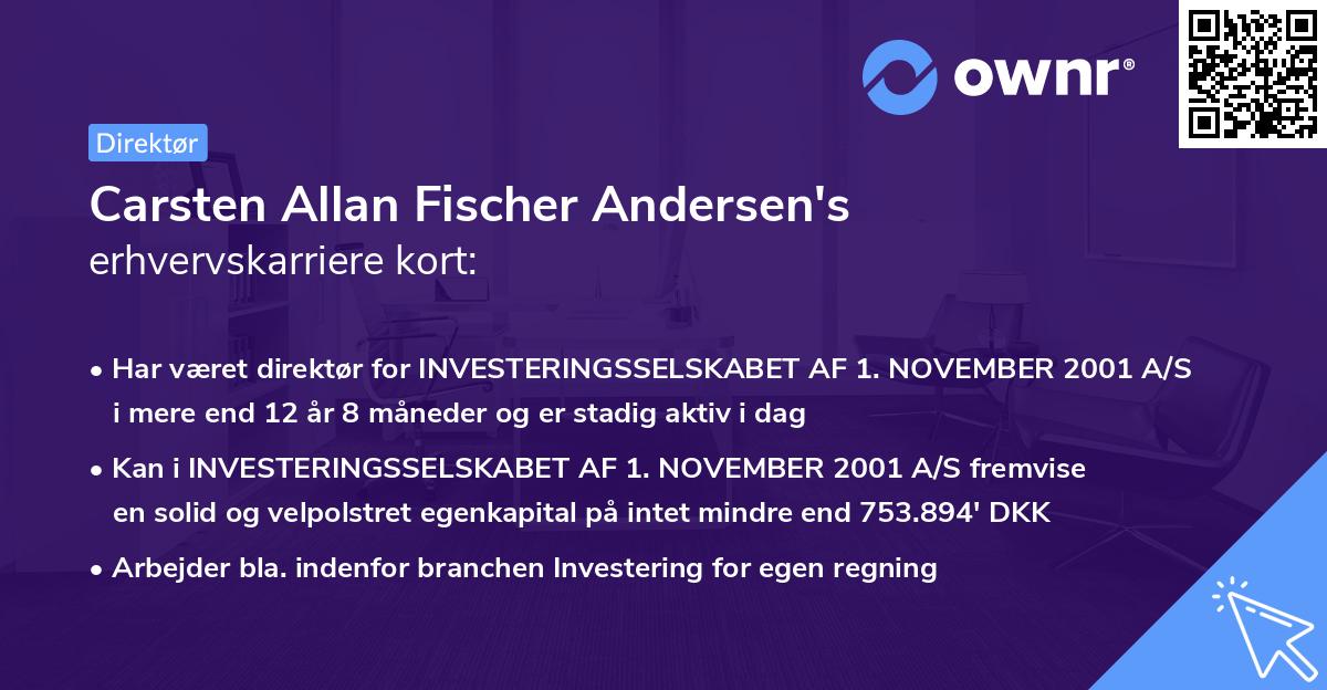 Carsten Allan Fischer Andersen's erhvervskarriere kort