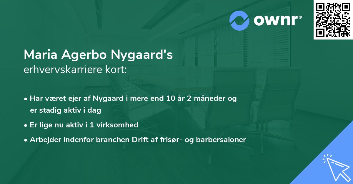 Maria Agerbo Nygaard's erhvervskarriere kort