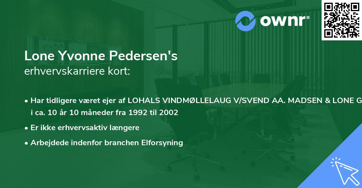 Lone Yvonne Pedersen's erhvervskarriere kort
