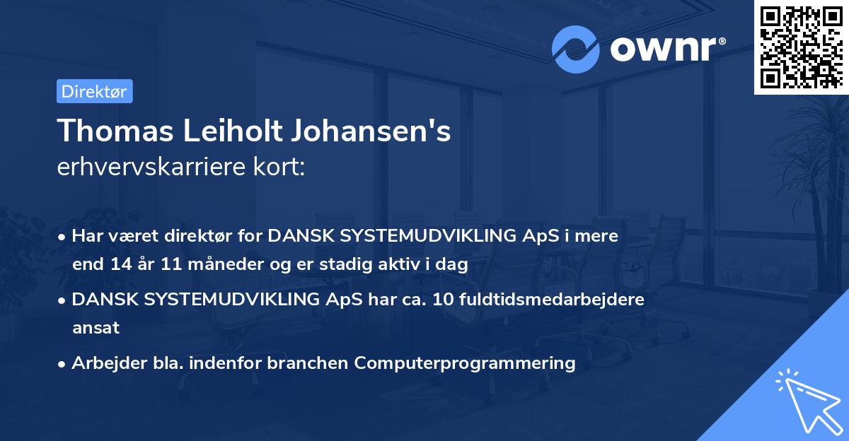 Thomas Leiholt Johansen's erhvervskarriere kort
