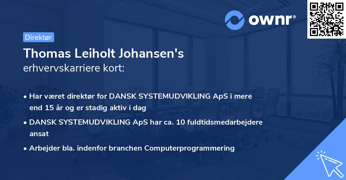 Thomas Leiholt Johansen's erhvervskarriere kort