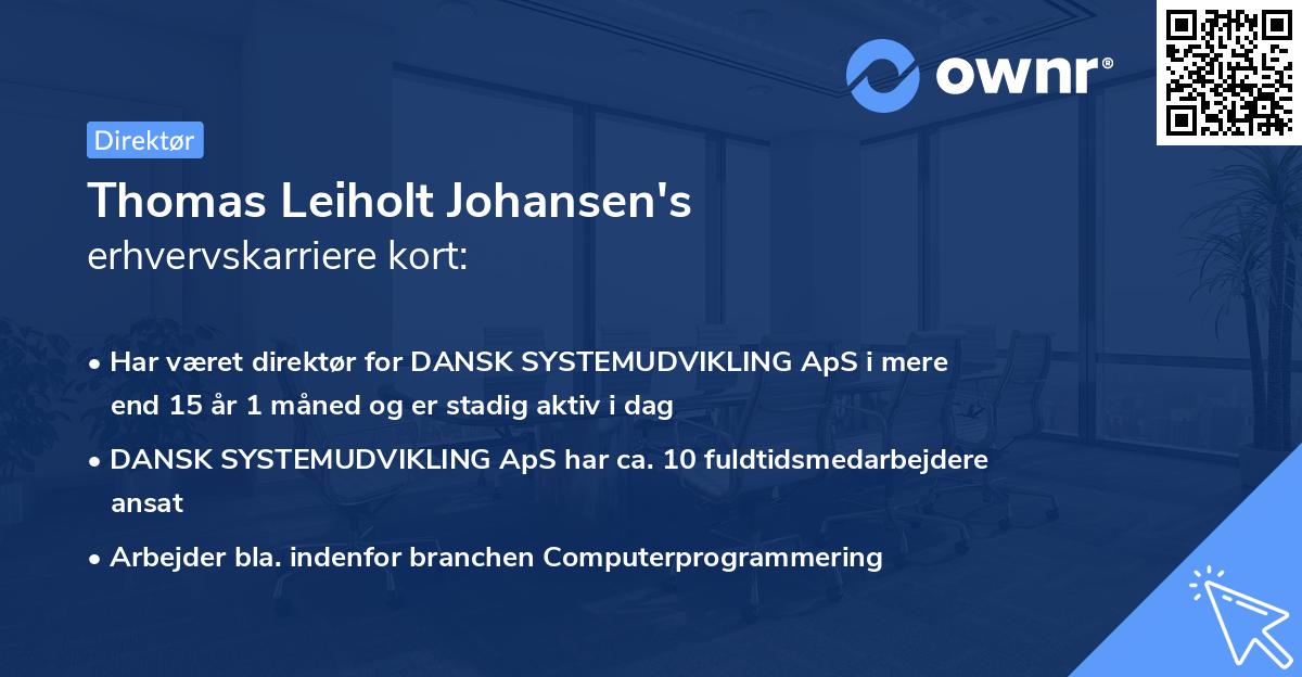 Thomas Leiholt Johansen's erhvervskarriere kort