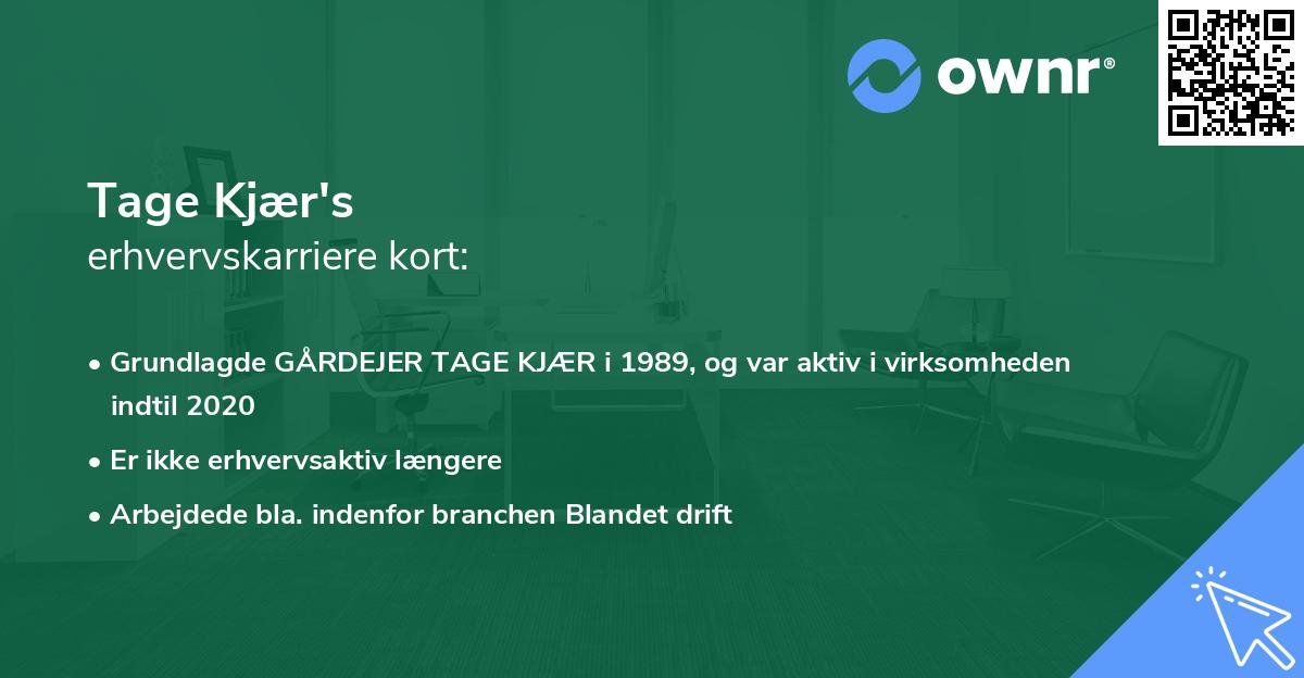 Tage Kjær's erhvervskarriere kort