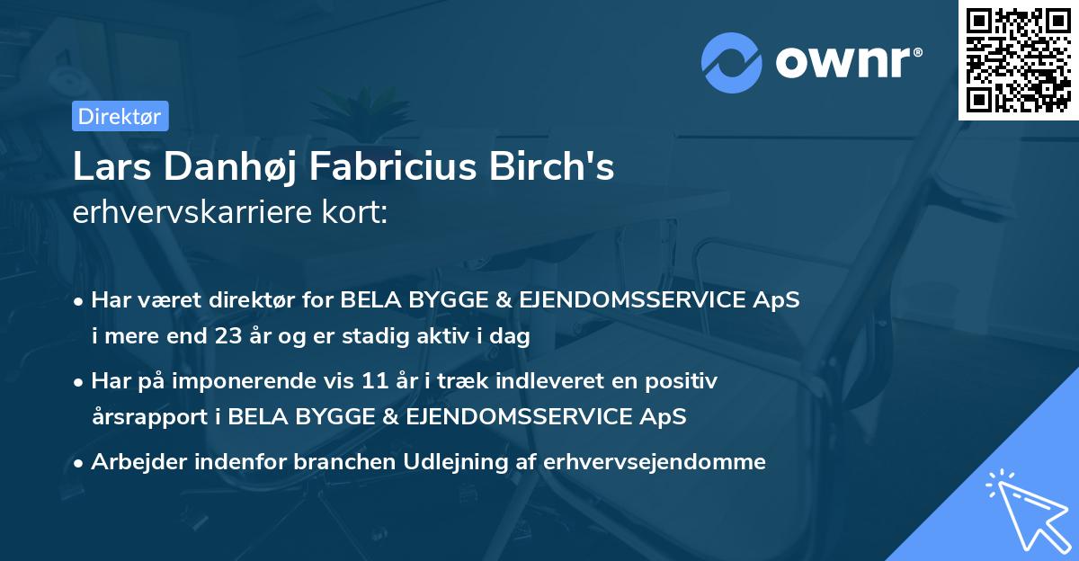 Lars Danhøj Fabricius Birch's erhvervskarriere kort