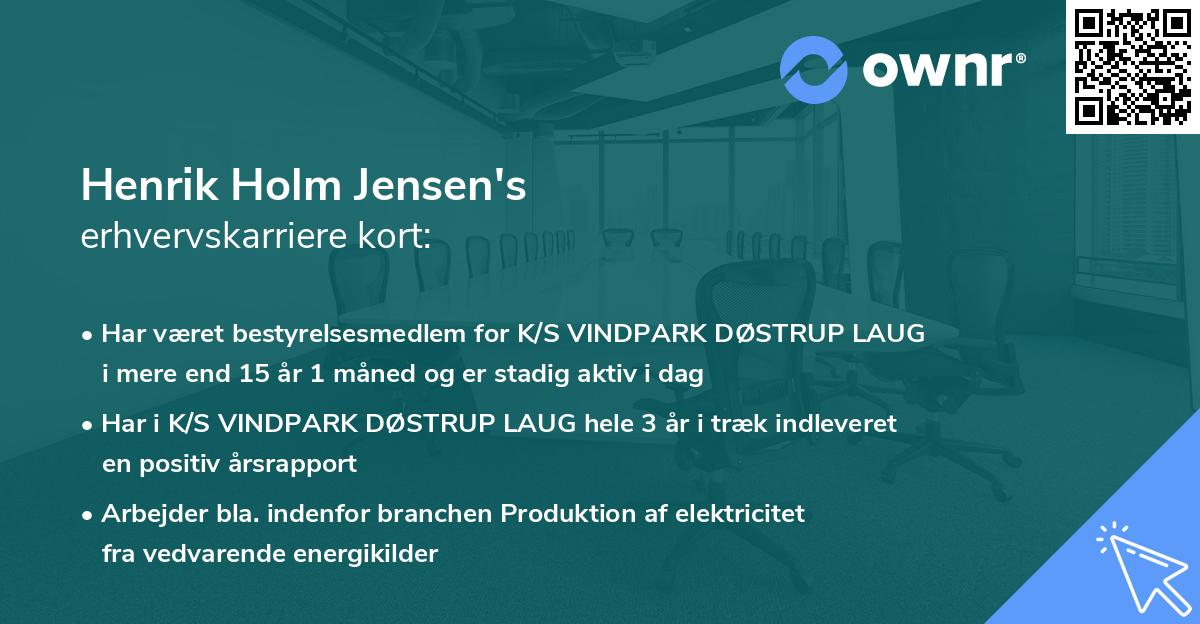 Henrik Holm Jensen's erhvervskarriere kort