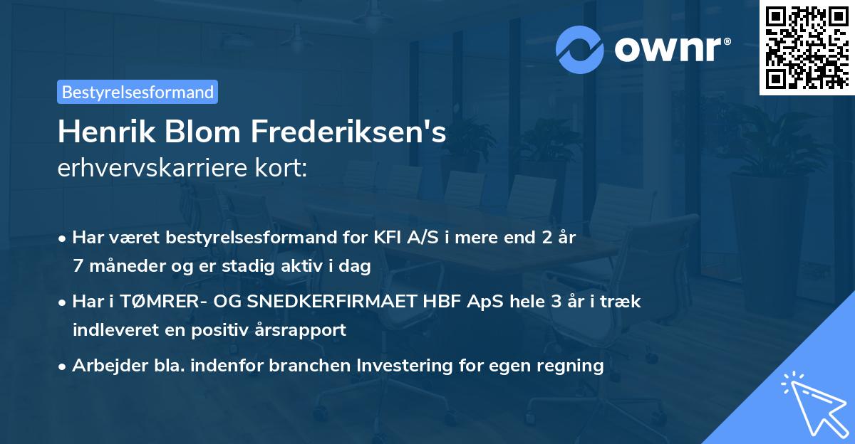 Henrik Blom Frederiksen's erhvervskarriere kort