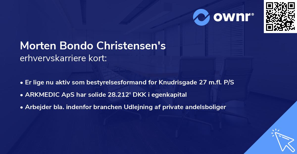 Morten Bondo Christensen's erhvervskarriere kort