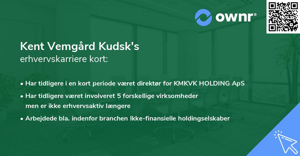 Kent Vemgård Kudsk's erhvervskarriere kort
