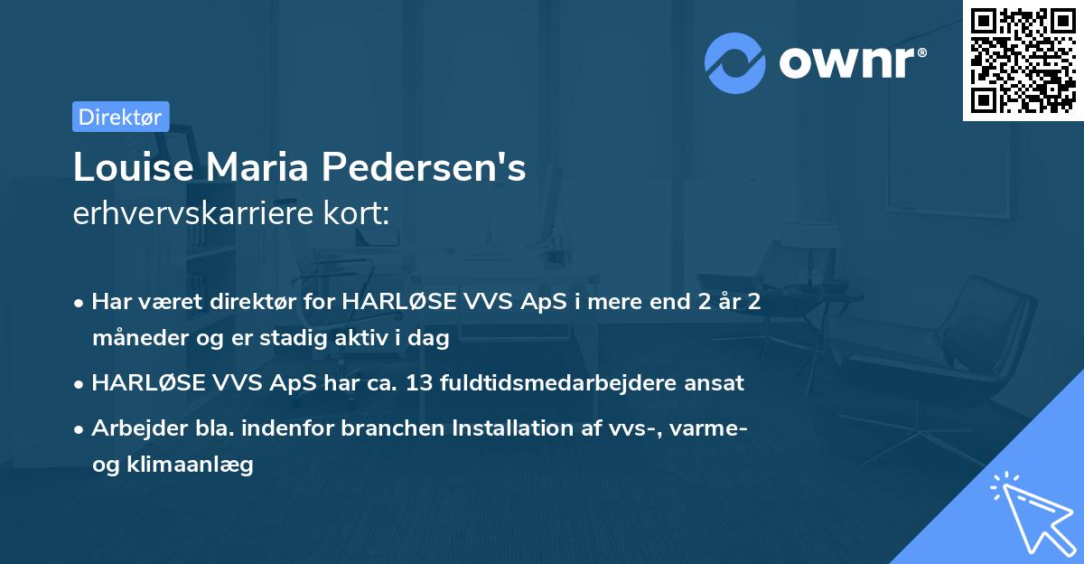 Louise Maria Pedersen's erhvervskarriere kort