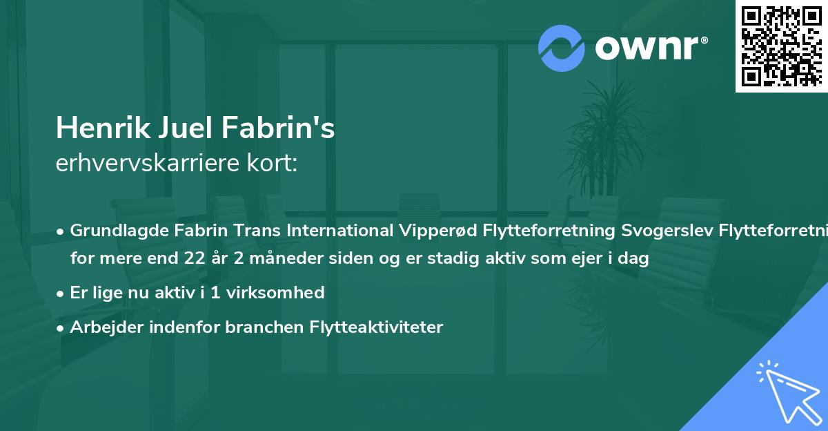 Henrik Juel Fabrin's erhvervskarriere kort