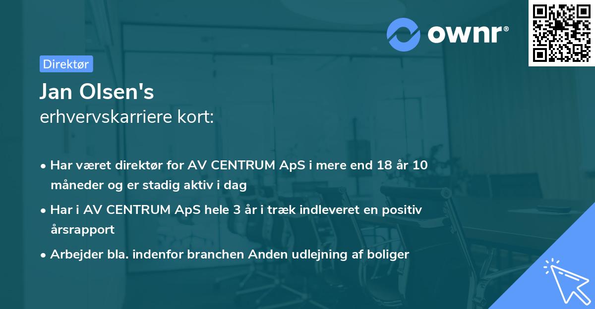 Jan Olsen's erhvervskarriere kort