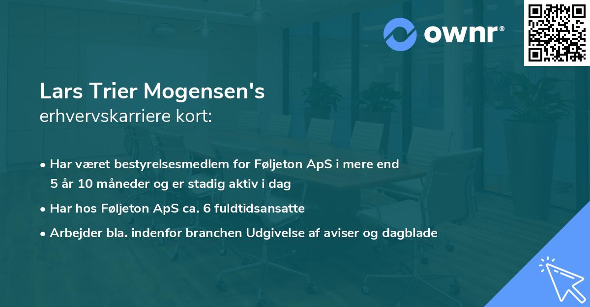 Lars Trier Mogensen's erhvervskarriere kort