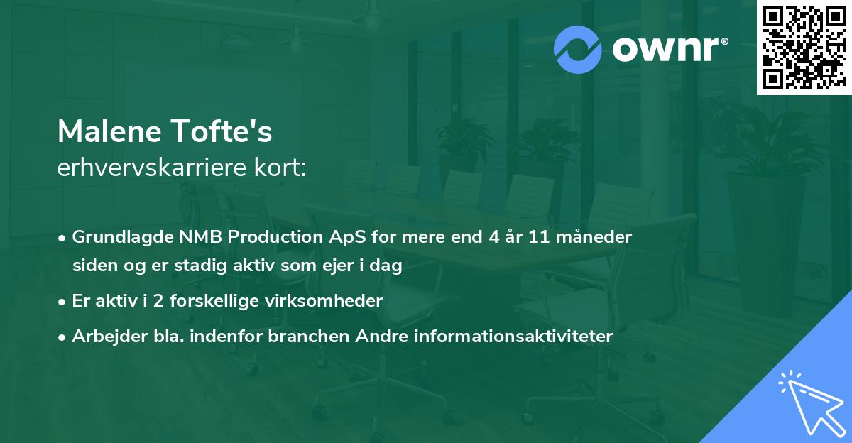 Malene Tofte's erhvervskarriere kort