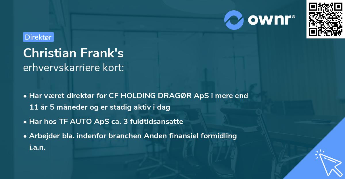 Christian Frank's erhvervskarriere kort