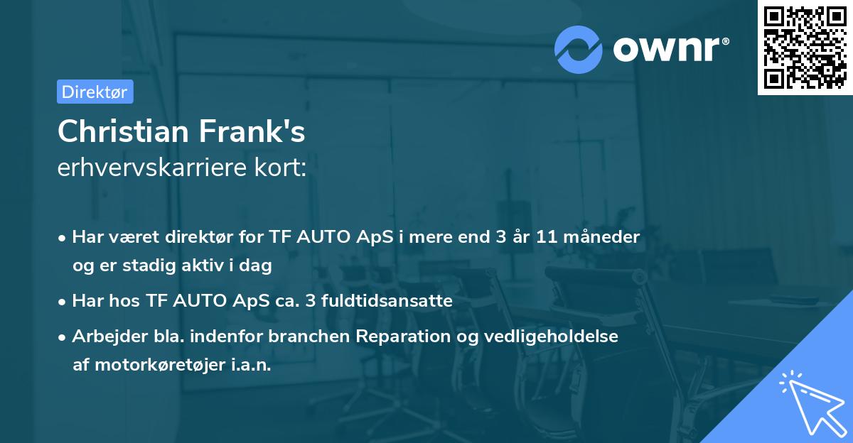 Christian Frank's erhvervskarriere kort
