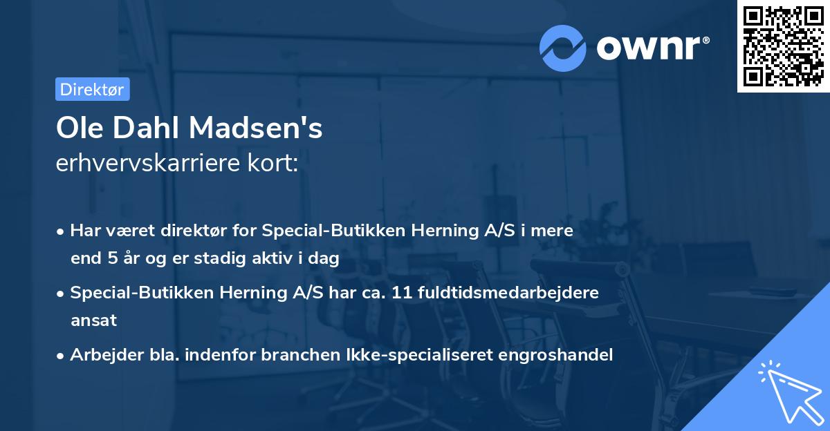 Ole Dahl Madsen's erhvervskarriere kort