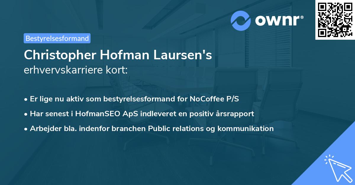 Christopher Hofman Laursen's erhvervskarriere kort