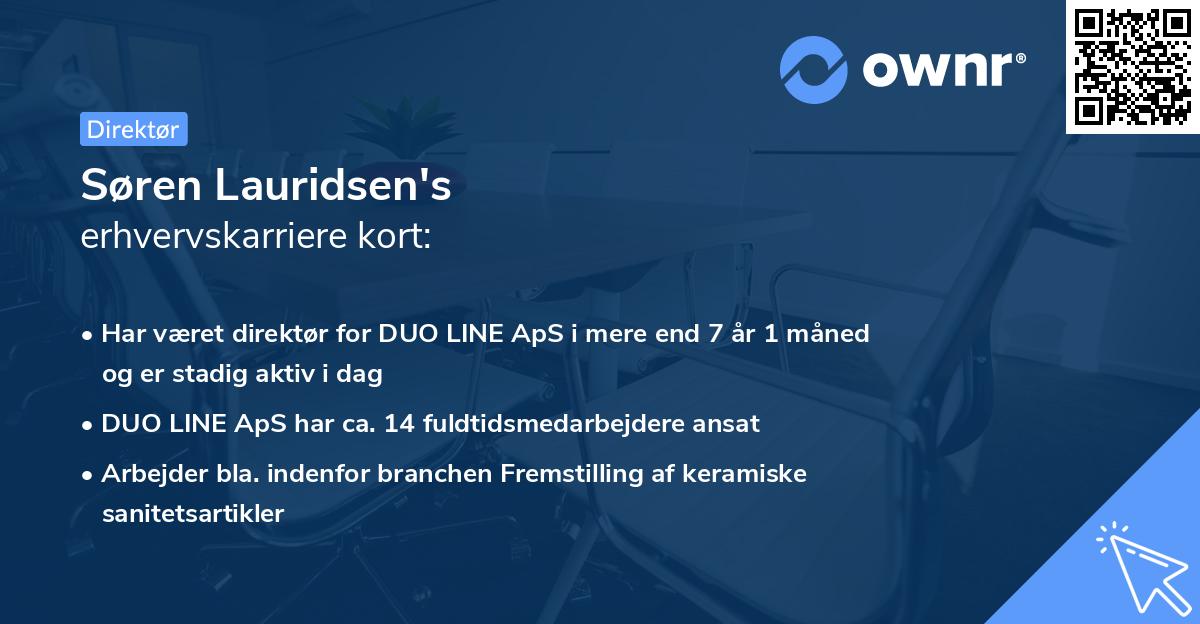 Søren Lauridsen's erhvervskarriere kort