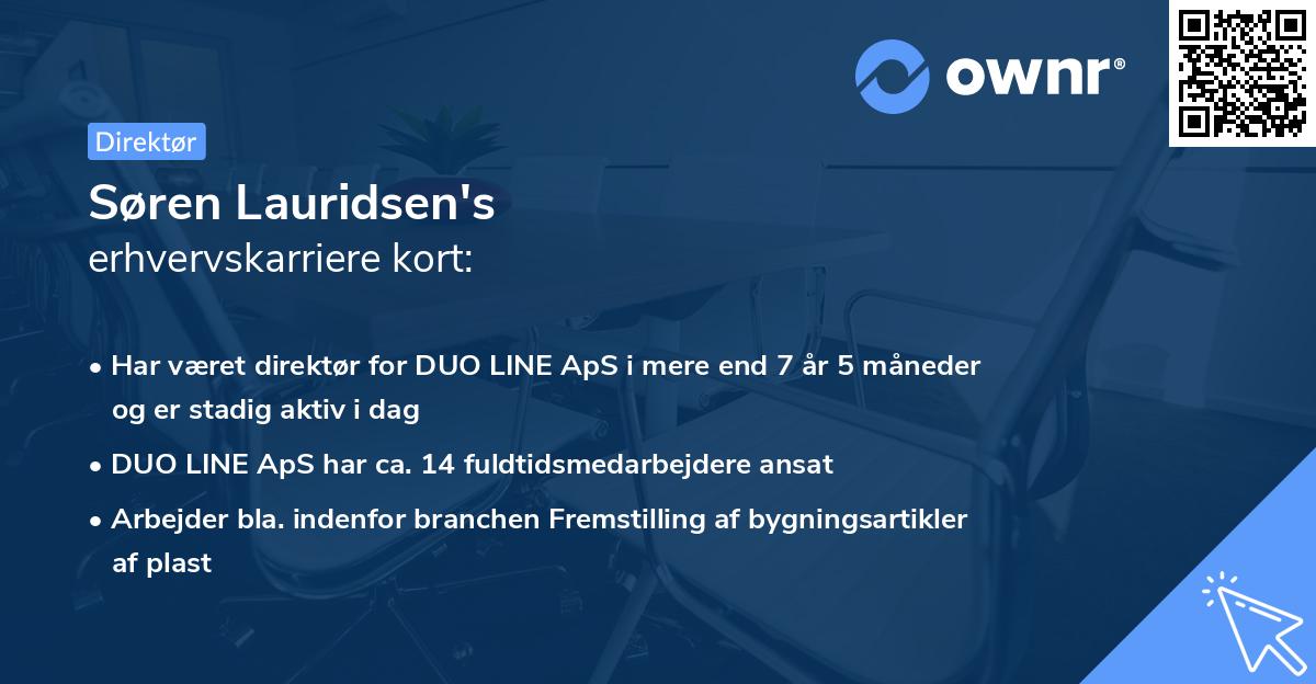 Søren Lauridsen's erhvervskarriere kort