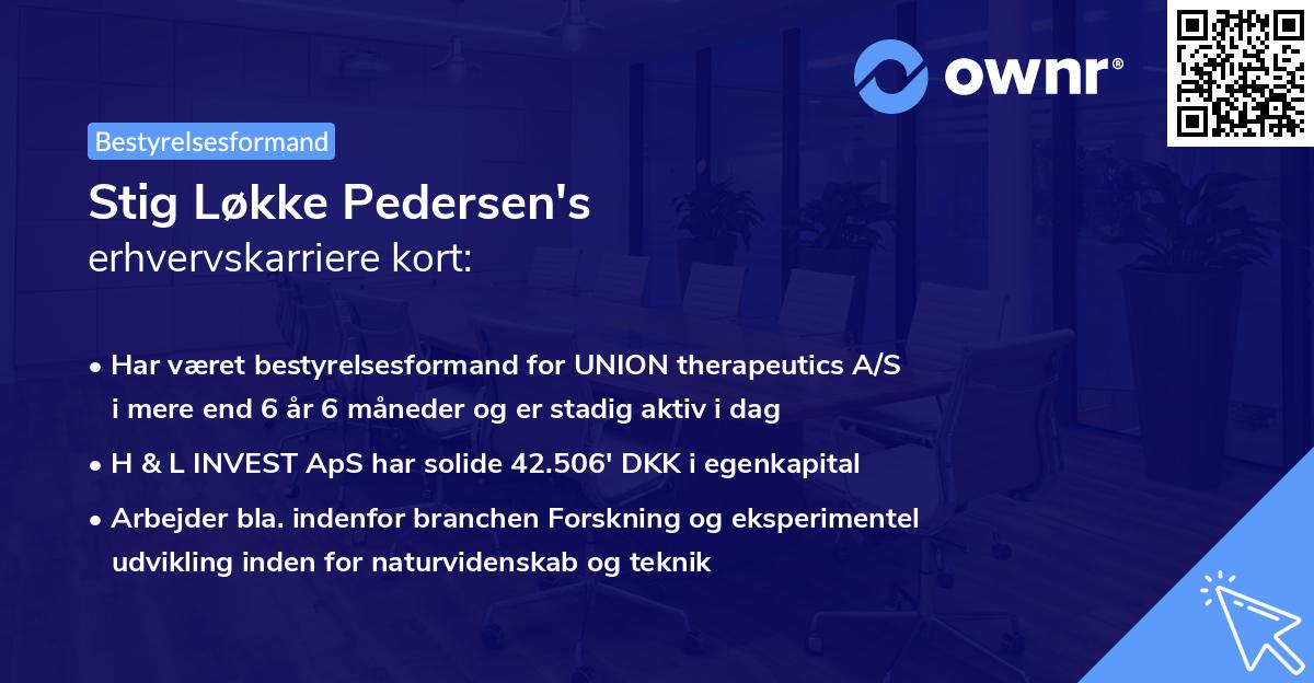 Stig Løkke Pedersen's erhvervskarriere kort