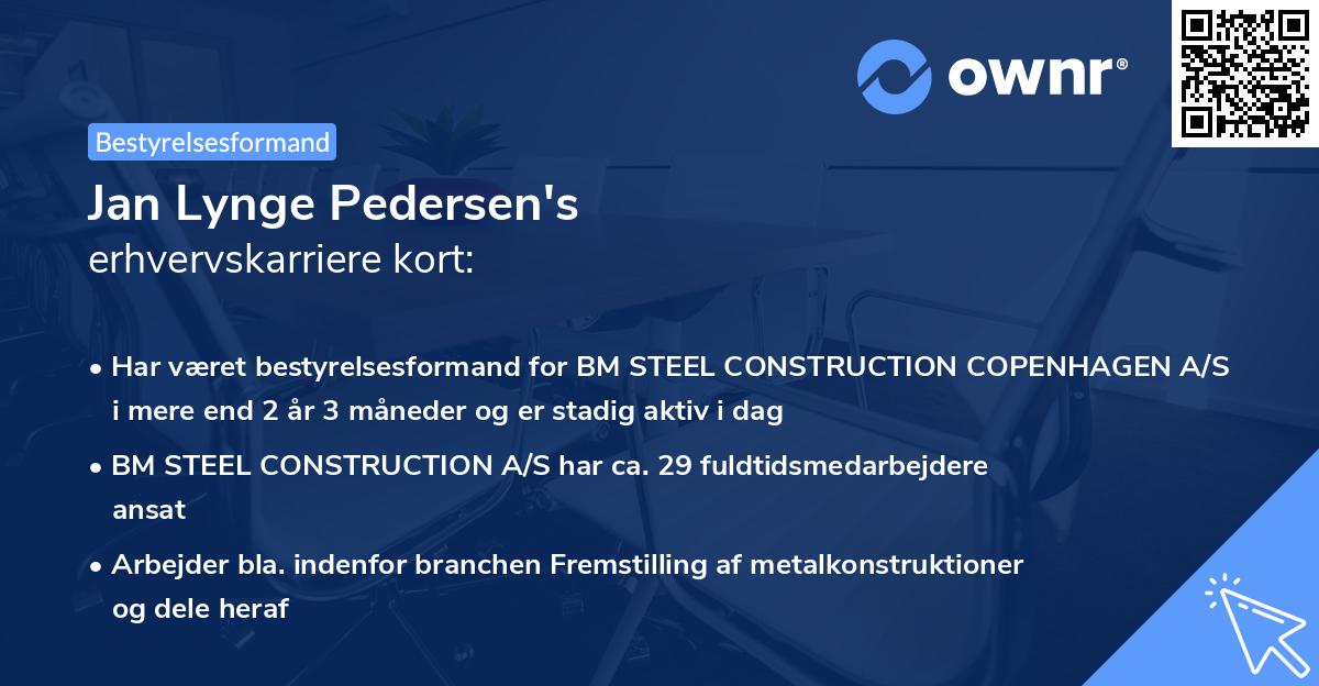 Jan Lynge Pedersen's erhvervskarriere kort