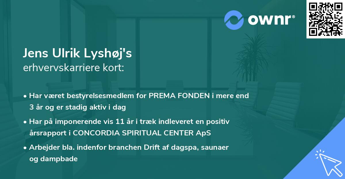 Jens Ulrik Lyshøj's erhvervskarriere kort