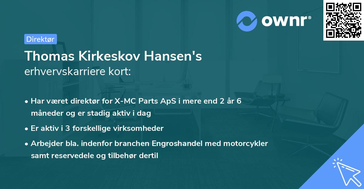 Thomas Kirkeskov Hansen's erhvervskarriere kort