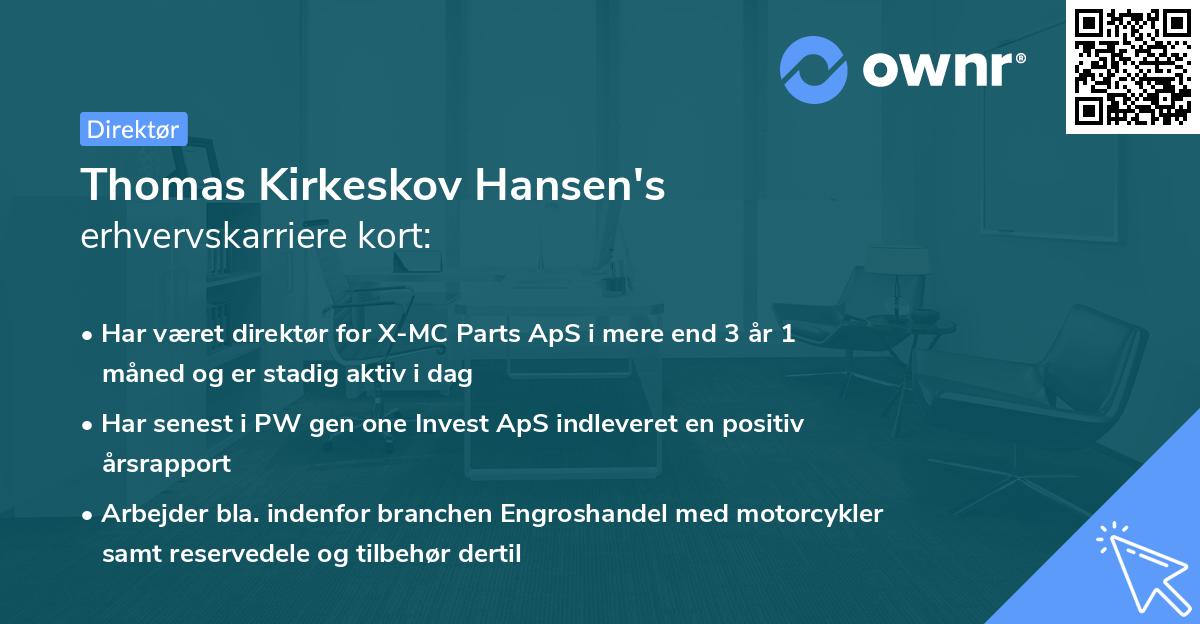 Thomas Kirkeskov Hansen's erhvervskarriere kort