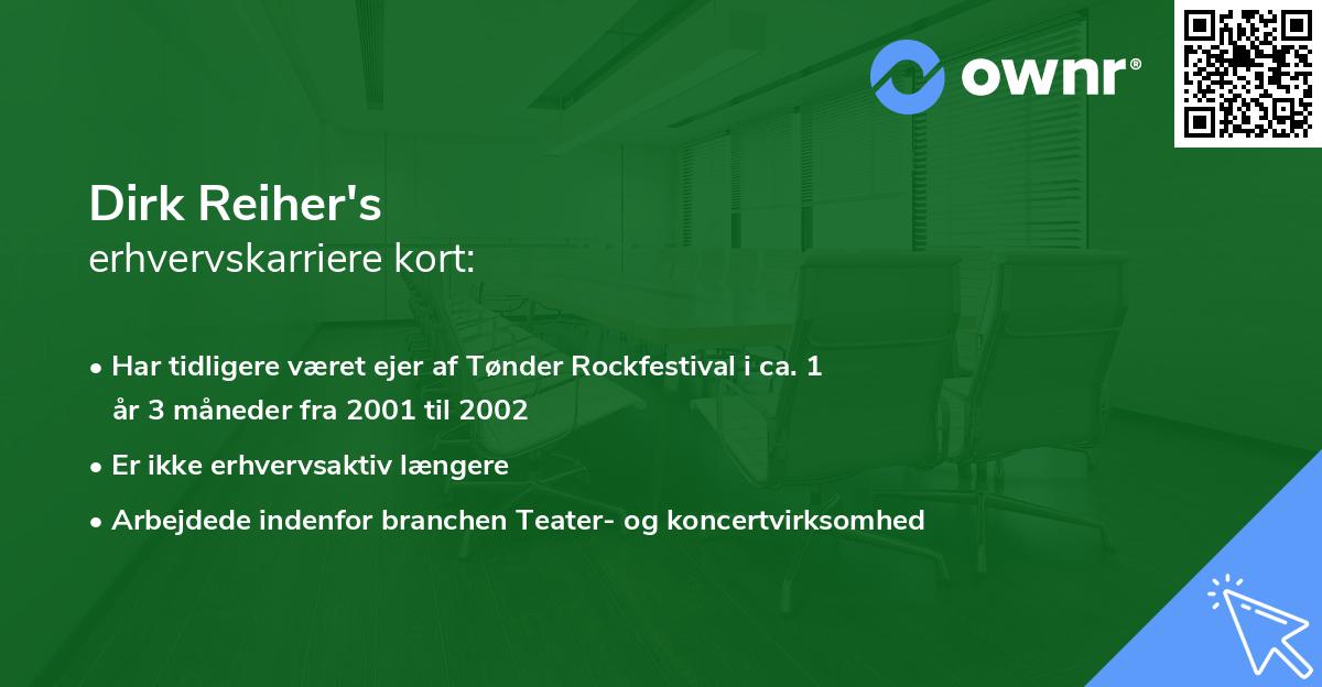 Dirk Reiher's erhvervskarriere kort