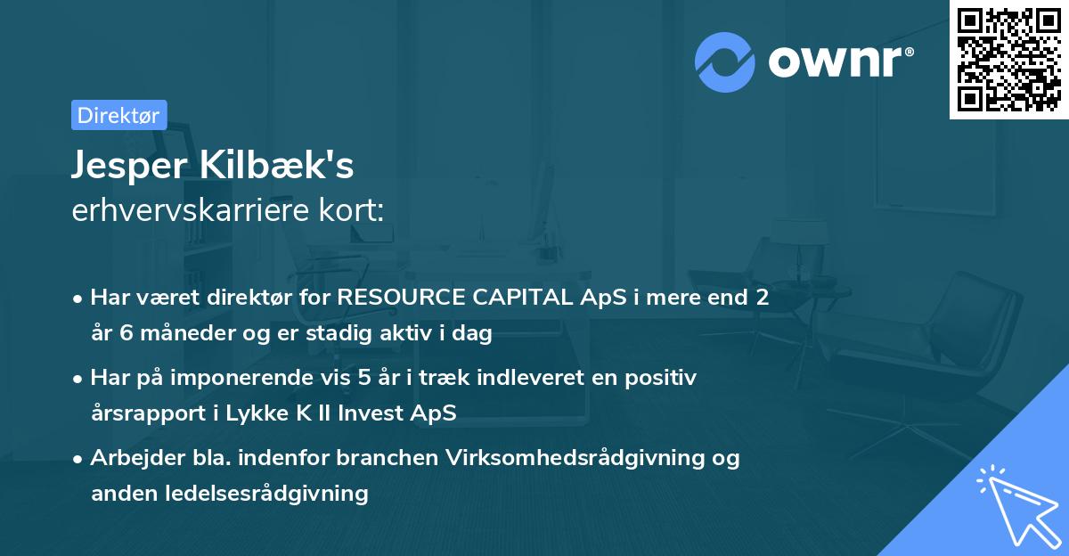 Jesper Kilbæk's erhvervskarriere kort