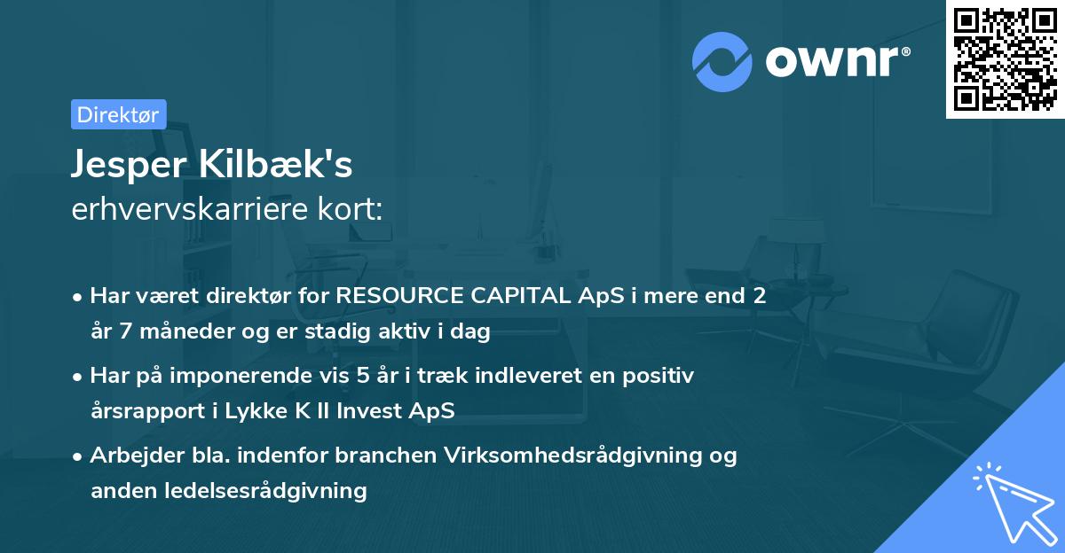Jesper Kilbæk's erhvervskarriere kort