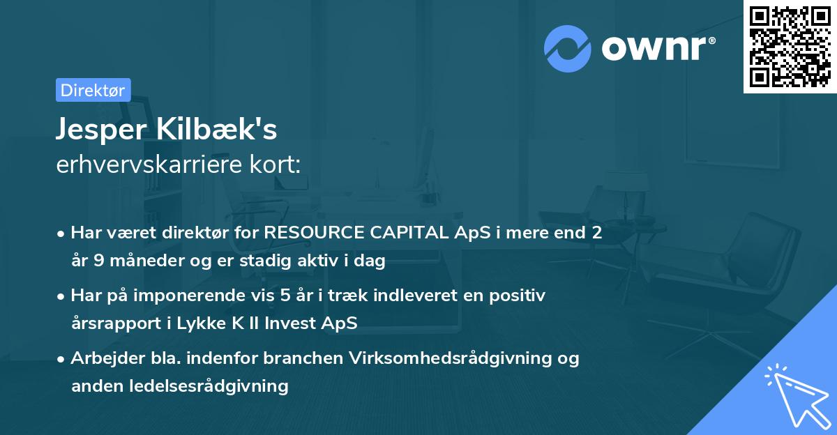 Jesper Kilbæk's erhvervskarriere kort