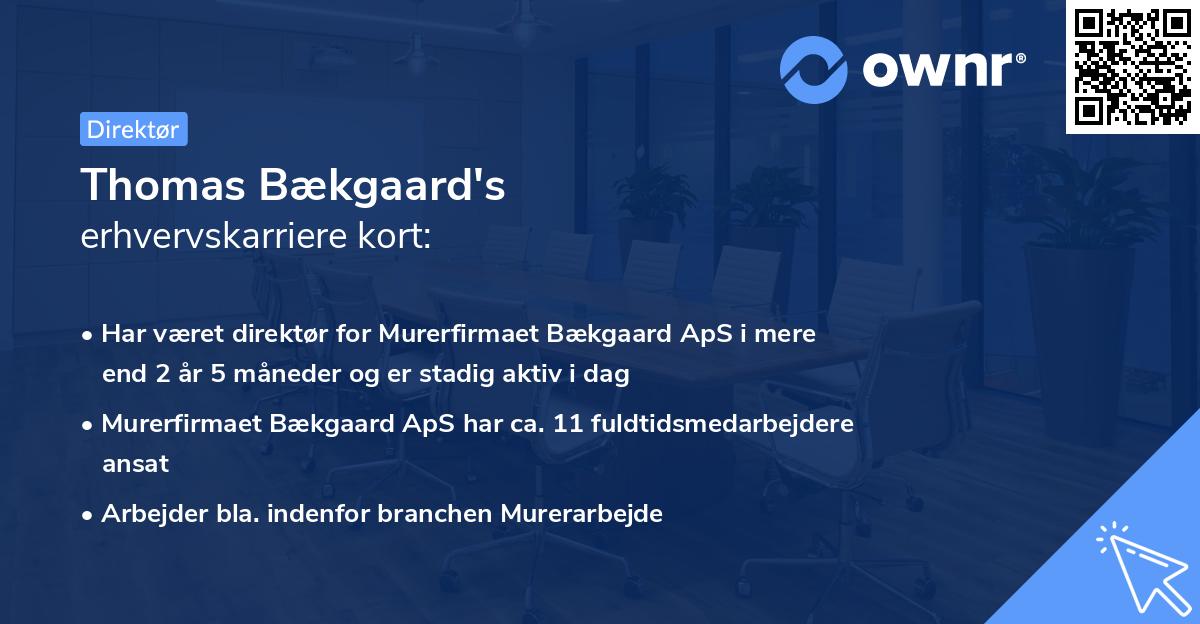 Thomas Bækgaard's erhvervskarriere kort