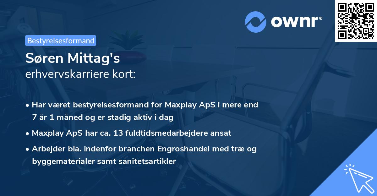 Søren Mittag's erhvervskarriere kort