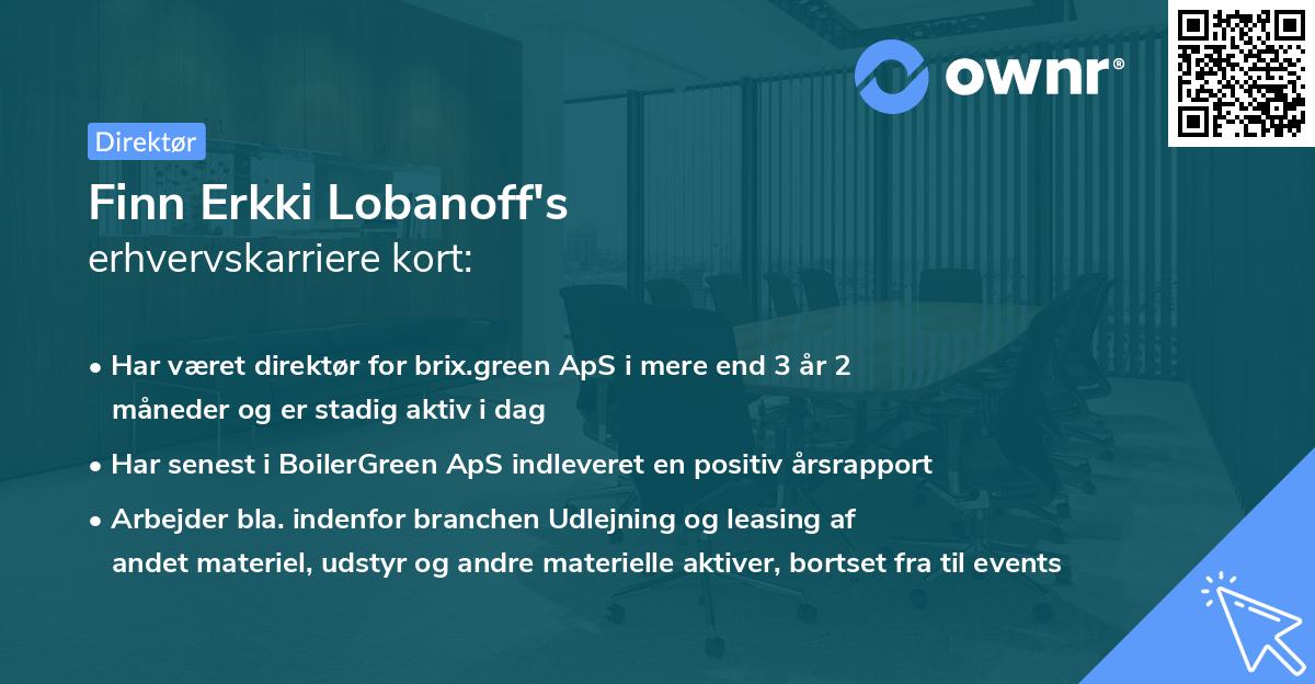 Finn Erkki Lobanoff's erhvervskarriere kort