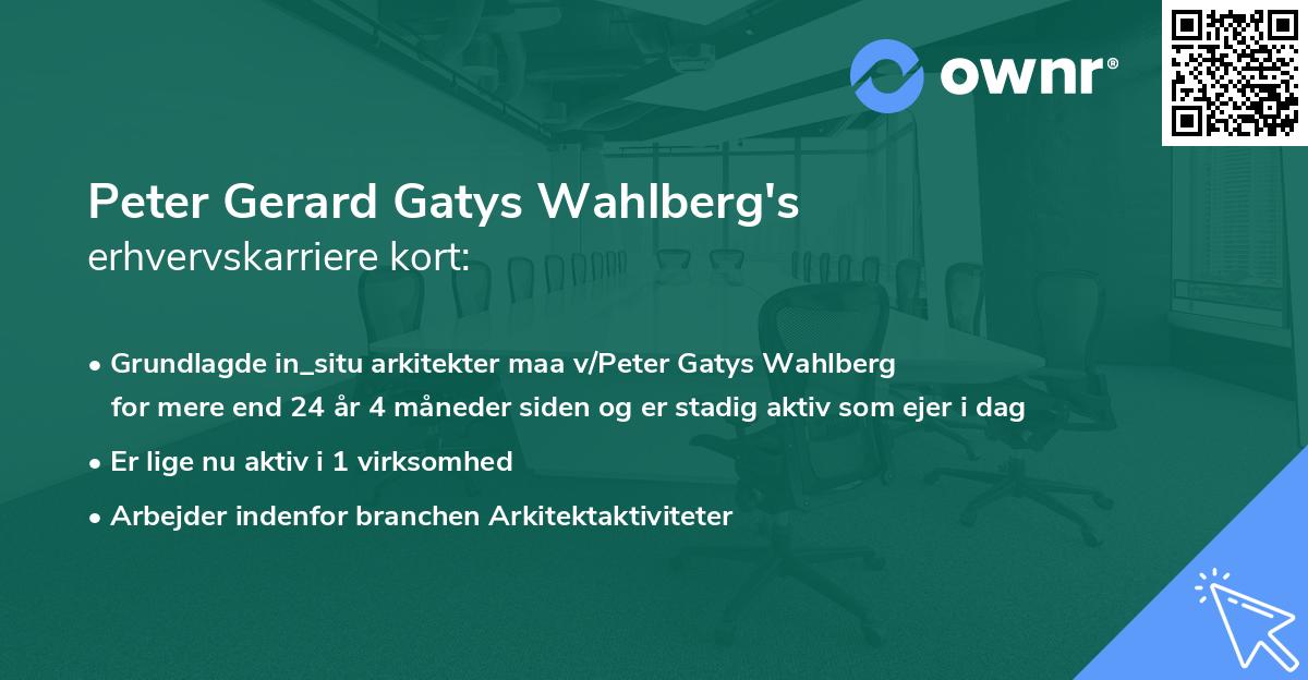 Peter Gerard Gatys Wahlberg's erhvervskarriere kort