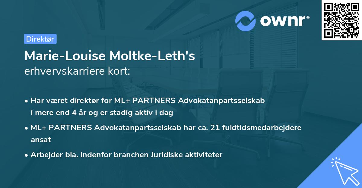 Marie-Louise Moltke-Leth's erhvervskarriere kort